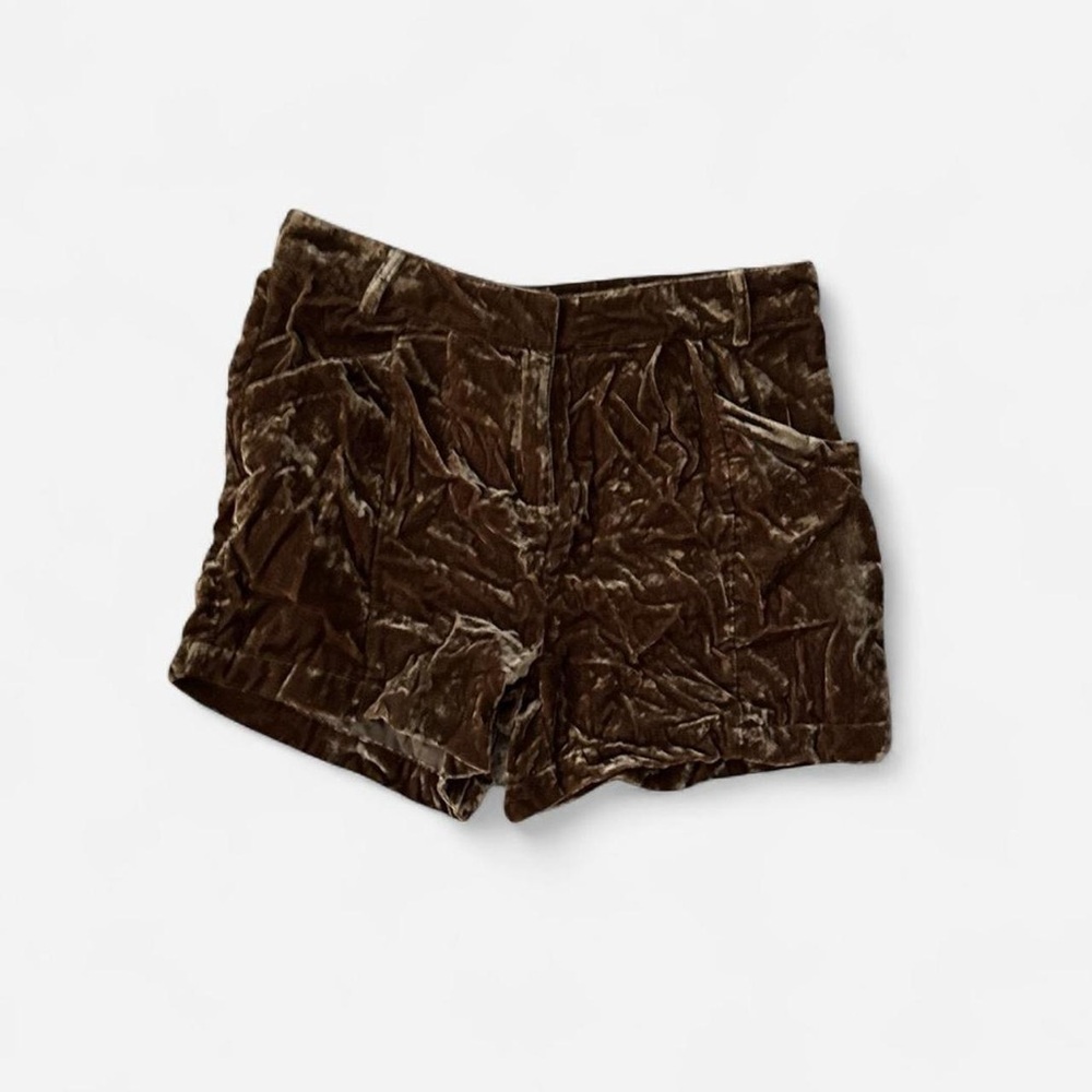 ASOS Brown Velvet High Waist Shorts